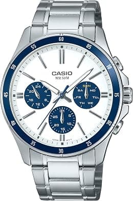 Casio Enticer Men MTP-1374D-7A2VDF Analog White Dial Men (A2348), Silver, Silver, bracelet, Silver, bracelet - Best Deal Finder