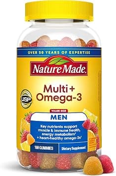 Nature Made Multivitamin for Him with Omega-3, Mens Multivitamins for Daily Nutritional Support, Multivitamin for Men, 150 Gummy Vitamins and Minerals, 75 Day Supply على Amazon.ae - متتبع الأسعار