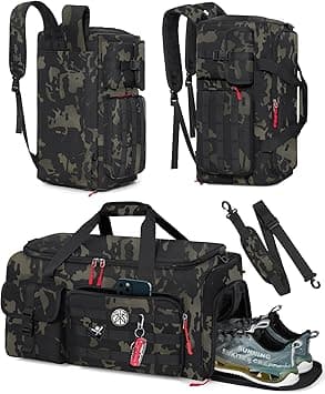 RAINSMORE Gym Bag for Men 45L Sports Travel Duffel Bag with Shoe&Laptop Compartment Carryon Weekender Bag Overnight Backpack, Green Camo, Medium on Amazon.ae - Price Tracker