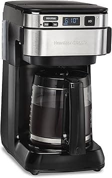 Hamilton Beach FrontFill® 12 Cup Programmable Coffee Maker, 1.7L Glass carafe, 950W, Wake up ready, 3 brewing options, Reusable mesh filter, Clean reminder, Auto shut off, 46310-ME on Amazon.ae - Price Tracker