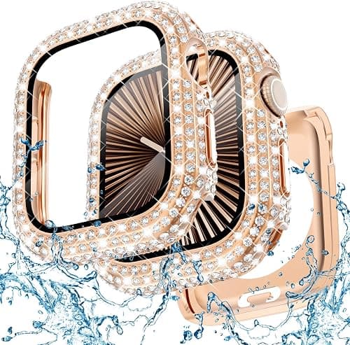 WINGLE 2-in-1 Waterproof Bling Case for Apple Watch 40mm Screen Protector Case SE 3/2/1 Series 6 5 4, Diamond Protective Face Cover Apple Watch 40 mm iWatch Crystal Rhinestone Bumper Women, Rose Gold on Amazon.ae - Price Tracker