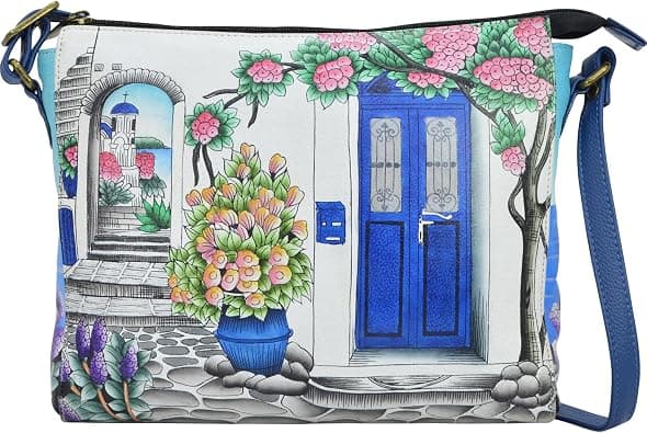 Anna by Anuschka Hand Painted Leather Women's Slim Medium Crossbody on Amazon.ae - Price Tracker
