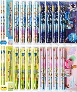 16 Pack Back to School Gifts for Boys Girls, Cute Stationery Set Including Pencils Eraser Ruler Sharpeners for Classroom Rewards on Amazon.ae - Price Tracker