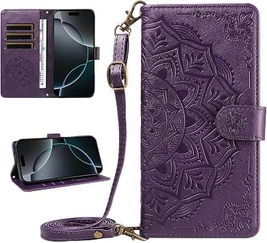 Wallet Case for Motorola Moto G67/G77 5G,Embossed Mandala Totem Flower Design Long/Short Lanyard Wrist Strap Folding Flip Cover PU Leather Stand Men Women Phone Bumper على Amazon.ae - متتبع الأسعار