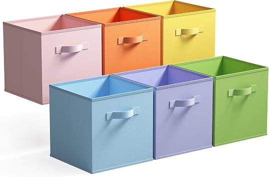 GRANNY SAYS Cube Storage Bins, Pack of 6 Fabric Storage Cubes 11 x 11, Cubes Organizer Foldable Square Storage Boxes for Shelves, Cubes Storage Organizer for Organising Clothes Kids Toys, Colorful - متتبع أسعار Amazon.sa