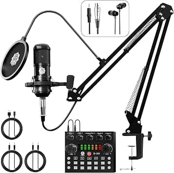 DIGIMORE Condenser Mic for Singing with V8 Sound Card | Condenser Microphone Kit | Voice Changer | Studio Recording Equipments Full Set, Voice Recorder Mic, Karaoke, Gaming, Podcast & Lecture (D-430) on Amazon.ae - Price Tracker