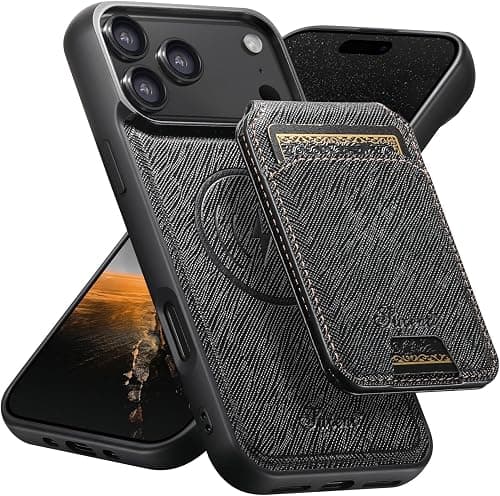H18 Cross Grain Wallet Leather Magnetic Phone Case for iPhone 17 Pro Max (Black) على Amazon.ae - متتبع الأسعار