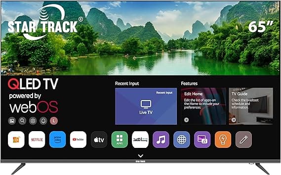 STAR TRACK 65 Inch QLED TV 4K HDR10+ WebOS 95% Color Volume with Quantum dot | 350 Nits Ultra Bright Display | Dolby Audio | Ultra HD | Air Mouse Remote | Works with Apple Airplay & Home on Amazon.ae - Price Tracker
