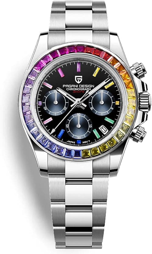 Pagani Design PD1644 Men's Quartz Chronograph Watch VK63 Sapphire Glass Rainbow Bezel Stainless Steel Waterproof 100 m Sports Watch on Amazon.ae - Price Tracker