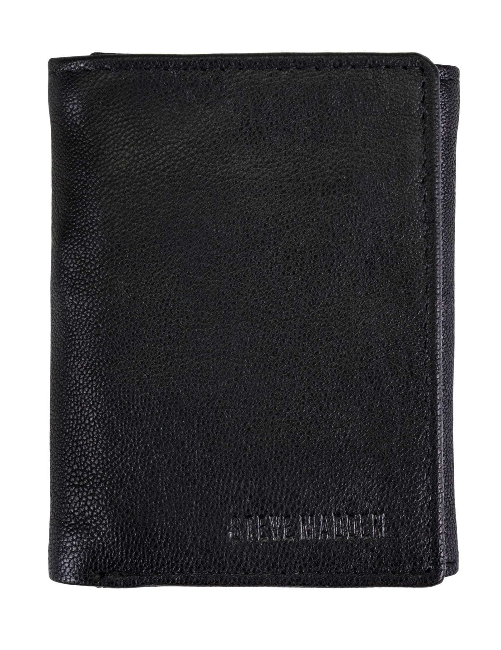 steve madden Men's Leather Trifold Wallet With RFID Blocking Technology, Black (Smooth Grain), One size on Amazon.ae - Price Tracker