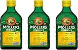 Moller's Cod Liver Oil | Dietary Supplement with Omega-3 EPA, DHA & Vitamins A, D & E | Lemon Flavor | 250ml x 3 - Best Deal Finder