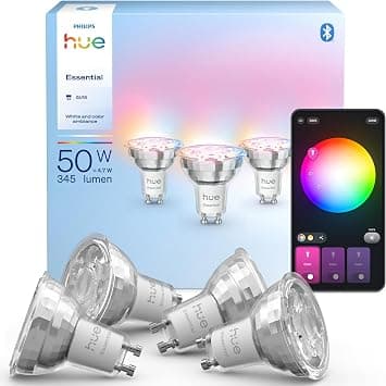 Philips Hue Essential GU10 Smart LED Spot Light, 4.7 W, 2200-6500 K, 345 Lumens, Dimmable, Alexa, Google Assistant and Apple Home, Pack of 4 - Amazon.ae Price Tracker