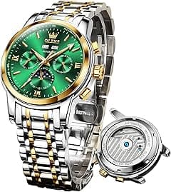 OLEVS Luxury Automatic Watch No Battery Men Mechanical Waterproof Stainless Steel Wrist Watch Tourbillon Skeleton Self Winding Wristwatch Adjustable Bracelet(No Battery Required) - Amazon.ae Price Tracker