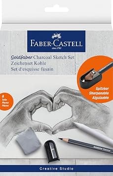 Faber-Castell Goldfaber Charcoal 114006 Drawing Set 8 Pieces Including Charcoal Pencils, Sharpener, Paper Wiper and Erase - Amazon.ae Price Tracker