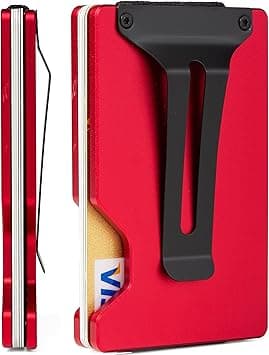 Carbon Fiber Minimalist Wallet for Men Credit Card Holder Money Clip & Cash Strap Slim RFID Mens Wallets, r2 Matte Red, Minimalist Wallet, Classic on Amazon.ae - Price Tracker