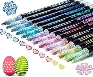 Shimmer Markers Outline Double Line: 12 Colors Metallic Glitter Pens Set Sparkle Kid Age 4 8 10 14 Year Old Gift Present Doodle Drawing Supplies Art Craft Tween Teen Girl Christmas Stocking Stuffers - Amazon.ae Price Tracker