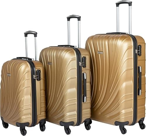 Senator Hard Shell Luggage Sets 3-piece Suitcase Set for Unisex - KH115 | ABS Lightweight Travel suitcase with Wheels 4 (Set of 3, Gold) on Amazon - Best Deal Finder