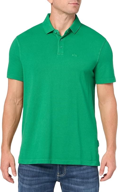 A | X ARMANI EXCHANGE mens Regular Fit Solid Colored Sun Washed Pique Polo Polo Shirt on Amazon.ae - Price Tracker
