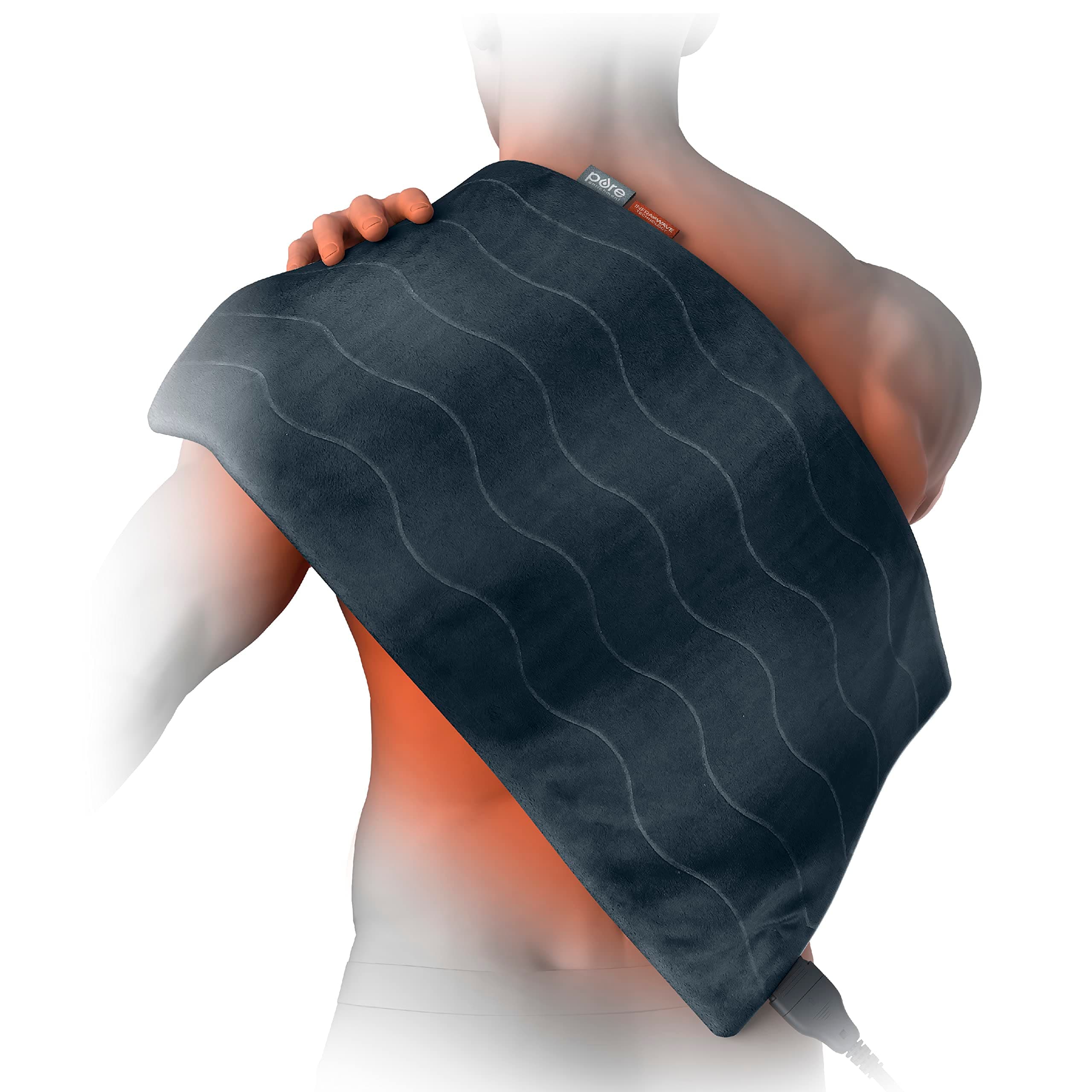 Pure Enrichment PureRelief Pro Far Infrared XL Heating Pad - Muscle Relief for Back, Neck, Shoulder, & Knee Pain in Athletes, 4 Heat Settings, Dry/Moist Heat, 12” x 24” Extra-Large Size (Iron Gray) on Amazon.ae - Price Tracker