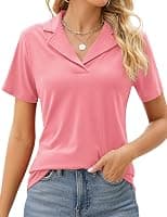 Rapbin Women's Polo Shirts Lapel Collar V Neck Short Sleeve Blouse Dressy Casual Tunic Tops - Best Deal Finder