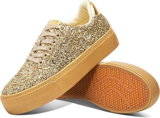 Jeekopeg Glitter Platform Sneakers Women Casual Sequin Sparkly Shoes Bling Thick Sole Walking Shoes Shiny Sequin Wedding Sneakers for Lady on Amazon.ae - Price Tracker