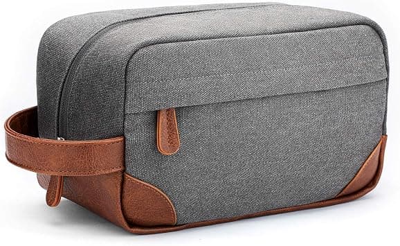 Vorspack Travel Toiletry Bag - Hanging Toiletry Bag for Men Water Resistant Canvas Shaving Bag for Travel, Light Grey, Medium - Best Deal Finder