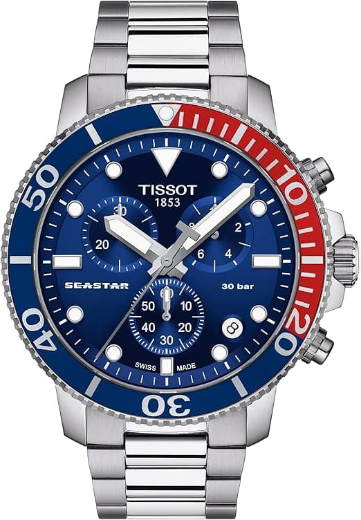 Tissot Mens Seastar 1000 Quartz Chronograph 316L Stainless Steel case Swiss Quartz Watch, Grey, Stainless Steel, 22 (T1204171104103) on Amazon.ae - Price Tracker