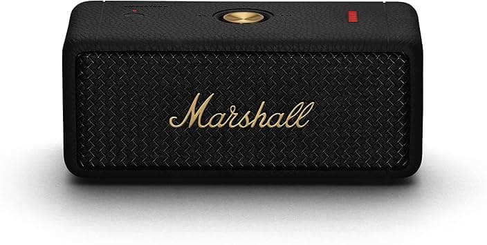 Marshall Emberton II Portable Bluetooth Speakers - Water Resistant Wireless Speakers Portable Speaker 30+ Hour of Playtime - Black and Brass - Best Deal Finder
