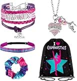 Dunzy 5 Pcs Gymnastics Gifts for Girls Kids Gymnastics Stuff Drawstring Bag Headband Girls Bracelet Necklace Scrunchies Gymnast Party Favors for Youth Boys Kids - Best Deal Finder