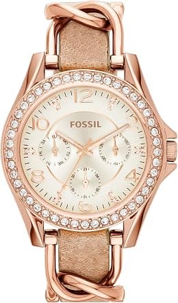 Fossil Riley Women's Watch with Crystal Accents and Stainless Steel Bracelet Band - Best Deal Finder
