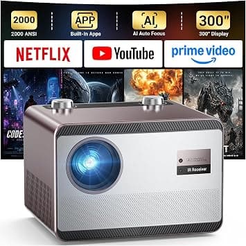 HAPPRUN 2000 ANSI 4K Decoding Outdoor Projector with Built-in Streaming App | Smart Projector with WiFi and Bluetooth, AI Auto Focus & Keystone, Home Theater Projector for Indoor & Outdoor Movies on Amazon.ae - Price Tracker