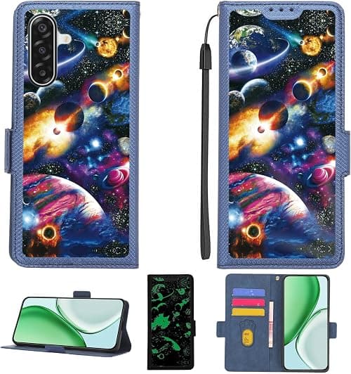Case Compatible for Samsung Galaxy M17 5G SM-M176B Phone Case Flip Cover [with Tempered Glass Screen Protector][RFID Blocking][Luminous Effect] PTL-XQ على Amazon.ae - متتبع الأسعار