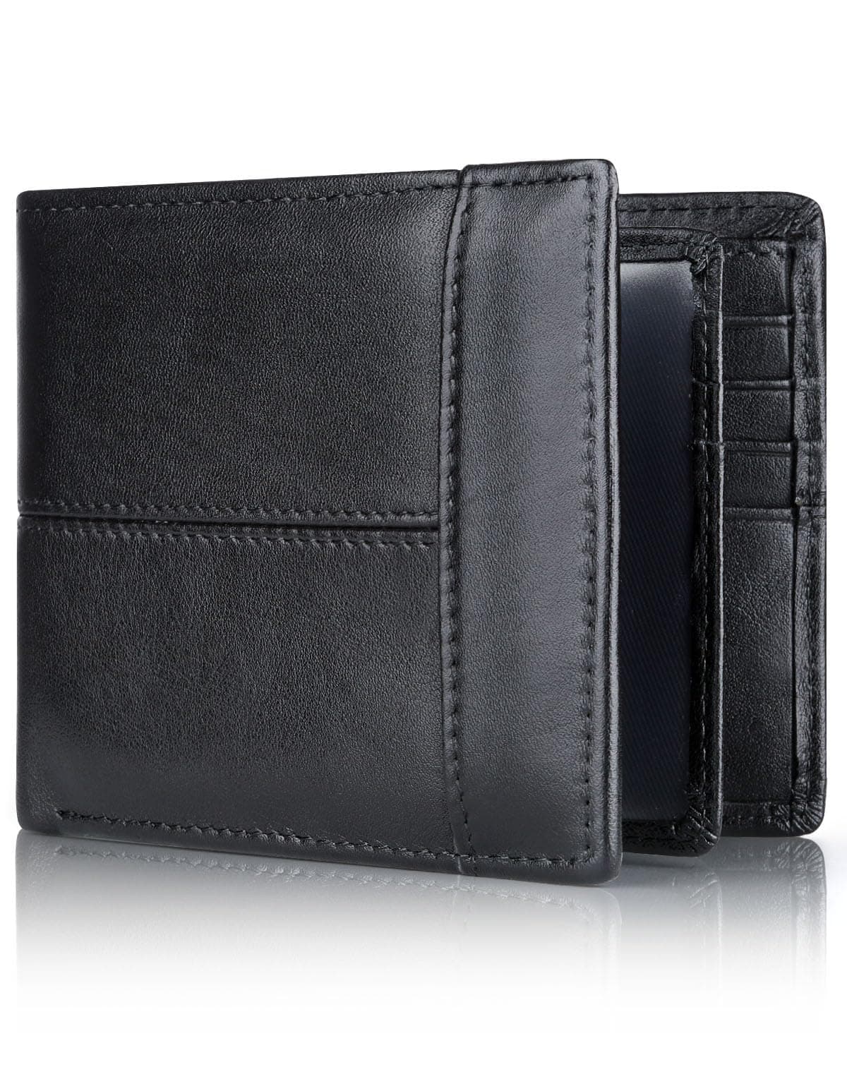 Mens Wallet RFID Genuine Leather Bifold Wallets For Men, ID Window 16 Card Holders Gift Box on Amazon.ae - Price Tracker