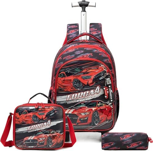 Kids Rolling Backpack With Wheels Trolley Wheeled Backpacks for Boys على Amazon.ae - متتبع الأسعار