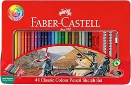 Faber Castell Classic 48-Colors Coloured Pencil in Flat Tin Case - متتبع أسعار Amazon.sa