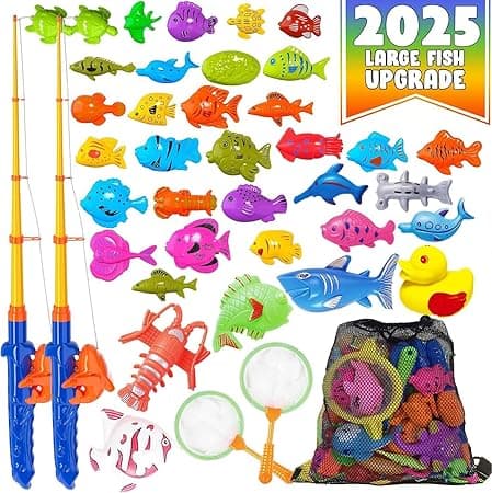 Magnetic Fishing Toys Game Set for Kids | Water Table Bathtub Kiddie Pool Party & Pole Rod Net, Plastic Floating Fish Toddler Color Ocean Sea Animals Birthday Age 3 4 5 6 Year on Amazon.ae - Price Tracker