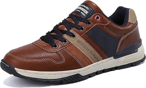 Arrigo Bello Sneakers Shoes for Men Casual Lace Up lightweight Sneaker Comfortable Leather Trainers Size 41-46 على Amazon.ae - متتبع الأسعار