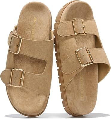 Project Cloud 100% Genuine Leather Womens Sandals Comfortable & Non-Slip Slides for Women - Plush & Soft Insole Ladies Sandals Women Footwear (Lanura) on Amazon.ae - Price Tracker