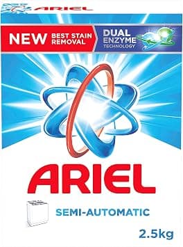 Ariel Laundry Powder Detergent with Dual Enzyme Technology, Original Scent, Suitable for Semi-Automatic Machines, 2.5 Kg - متتبع أسعار Amazon.sa