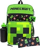 Minecraft Unisex Kids Backpack Set | Rucksack Options Creeper TNT Zombie Skeleton Enderman Sprites Villains | Zip-Up & Hook Closure | Gamer Back to School Essentials Merch - دليلك لأفضل العروض