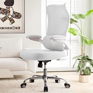 TRALT Ergonomic Office Chair - Desk Chair with Wave High Back Adjustable Lumbar Support Computer Chair - Gaming Chairs Mesh Backrest and PU Leather Seat (White) on Amazon.ae - Price Tracker