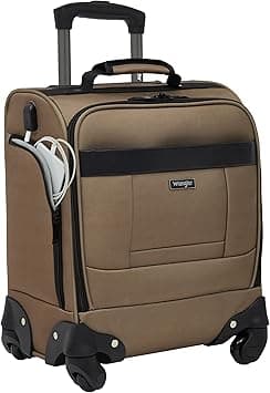 Wrangler 17.5" 4-Wheel Spinner Underseat Carry-On Luggage with Side USB Port, Mocha on Amazon.ae - Price Tracker