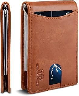 SERMAN BRANDS RFID Blocking Slim Bifold Genuine Leather Minimalist Front Pocket Wallets for Men with Money Clip Thin Gift - Best Deal Finder