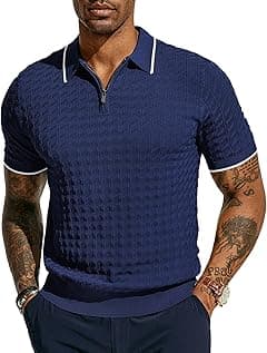PJ PAUL JONES Men's Knit Polo Shirts Short Sleeve Quarter Zip Polo Shirt - Amazon.ae Price Tracker