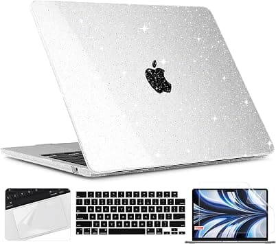 TWOLSKOO Glitter Case for MacBook Air 13 inch M5 2026 M4 M3 M2 2025-2022 (Model A3449 A3240 A3113 A2681), Bling Hard Shell Case & Keyboard Cover & Screen Film for MacBook Air 13.6 inch, Star Clear on Amazon.ae - Price Tracker