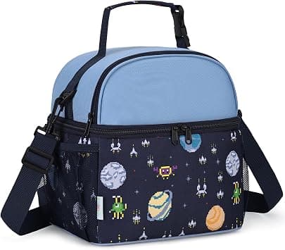VASCHY Lunch Bag for Kids, Insulated Double Compartments Cooler Lunch Box Tote Bag for Toddler Boys School Daycare Kindergarten Picnic Navy Space on Amazon.ae - Price Tracker