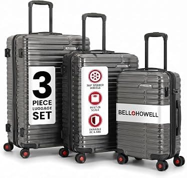 Bell+Howell PC+ABS Hard Shell Luggage Set of 3 with Built in Luggage Scale, Black, 3 Pc Set, Hardside on Amazon.ae - Price Tracker
