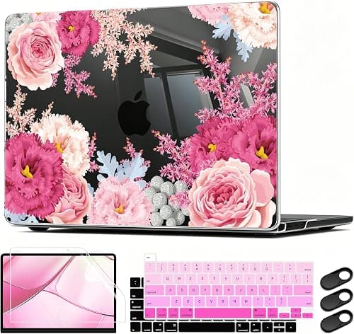 CISSOOK Floral Case Cover for MacBook Pro 13 Inch 2023 2022 2021 2020 Release M2 Chip A2338 M1 A2289 A2251, Plastic Hard Shell Case with Keyboard Cover for MacBook Pro 13" Touch Bar, Gorgeous Flowers على Amazon.ae - متتبع الأسعار