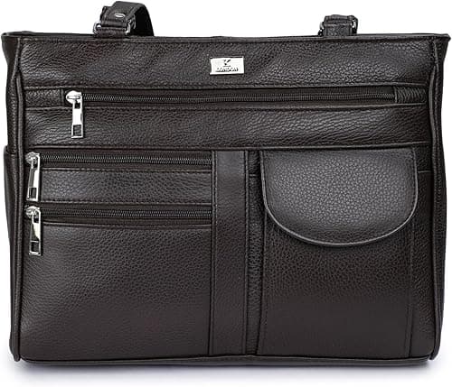 K London Ladies Leather Handbag in Soft Leather - Womens Designer Shoulder Hand Bag with 2 Top Handles – 8 Pockets 2 Zipped Main Sections – Practical (KL_1733_Parent) on Amazon.ae - Price Tracker
