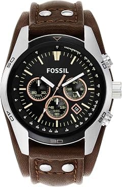 Fossil Coachman Men's Watch with Genuine Leather Bracelet Cuff - متتبع أسعار Amazon.sa